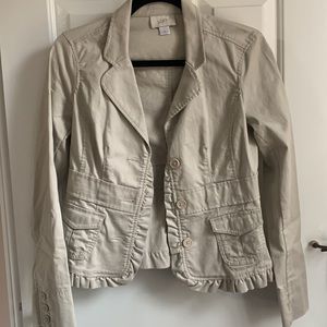 LOFT Cream Ruffle Blazer 2